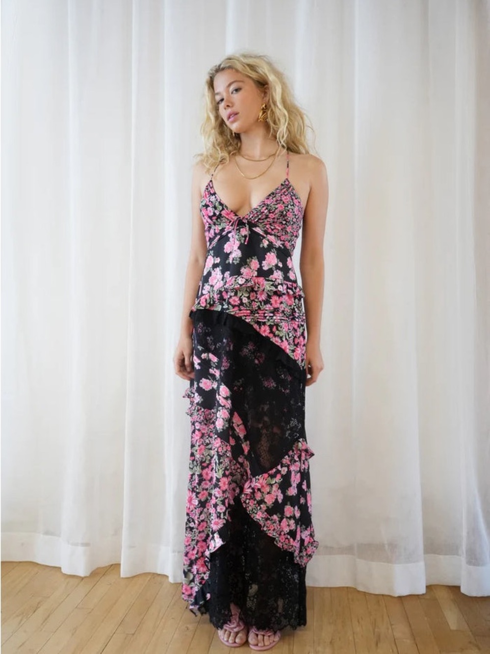 FOR LOVE & LEMONS ROSALYN MAXI DRESS IN BLACK